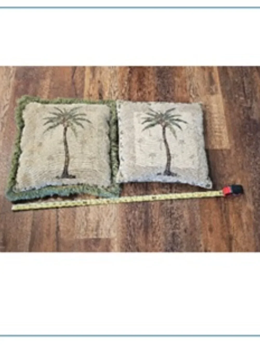 2 Soft Chenille Decor Pillow Pillows Palm Tree Tropical Coconut Beach Sea Ocean